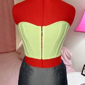 Women's Strapless Green Corset Top